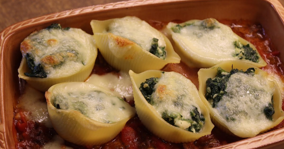 Küchentheater: Conchiglioni con spinaci al forno
