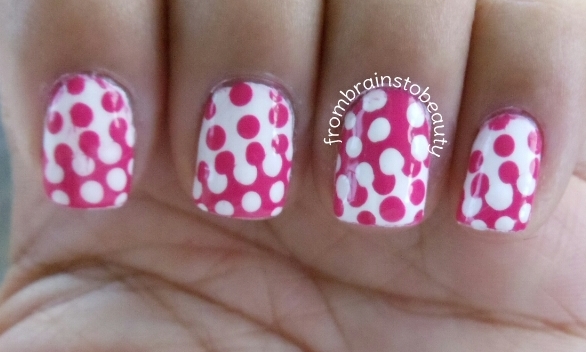 From Brains To Beauty: ♥Nail Tutorial | Pink & White Interlocking Dot♥