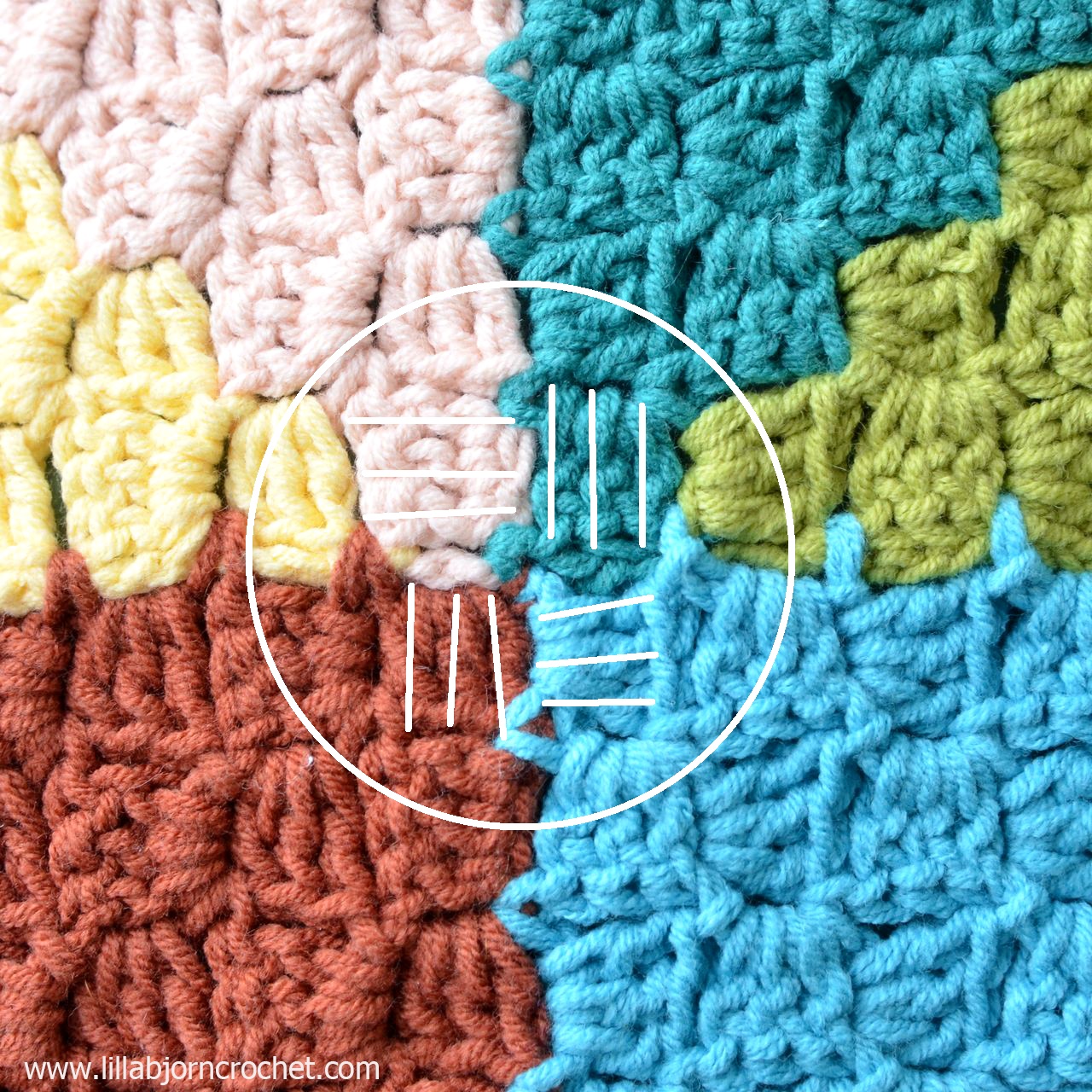 Pastel Triangles Pillow joinasyougo in C2C crochet (video tutorial