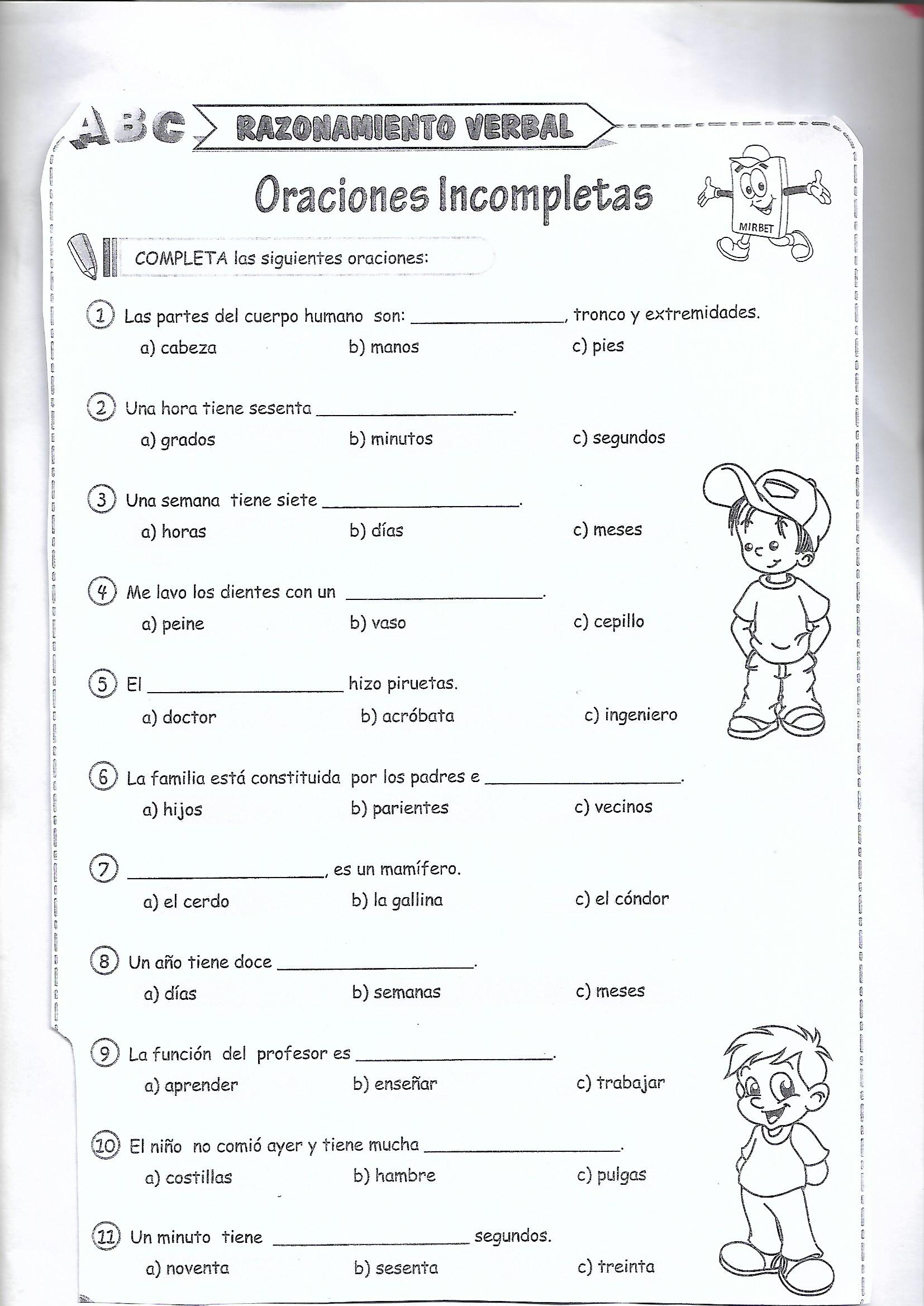 Razonamiento Verbal Cuarto Grado De Primaria 29 Fichas En 2021 Images ...