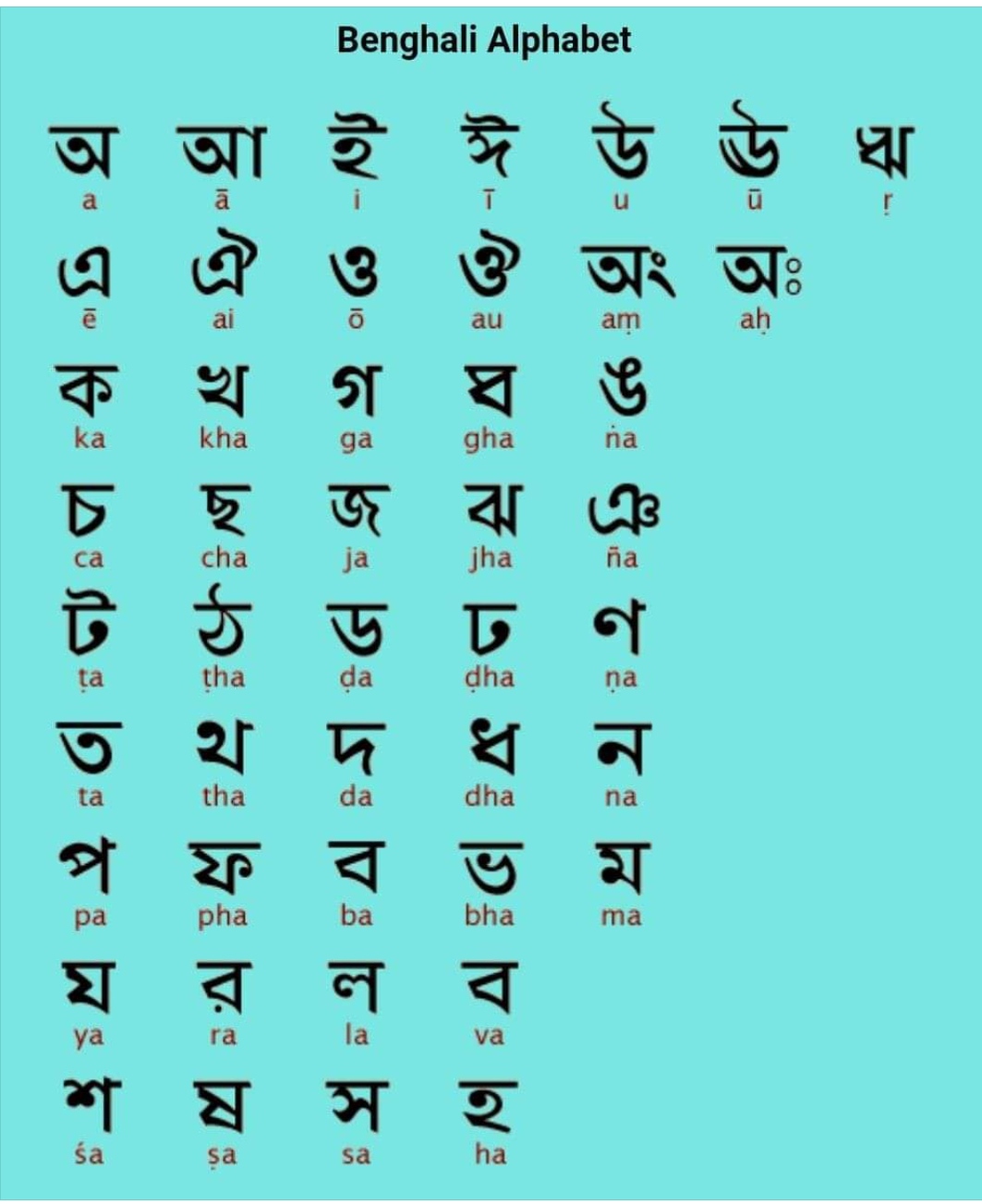 total bengali alphabet total bengali alphabet