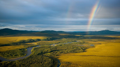 Wallpaper Rainbow Landacape, Grass Field, River Wallpaper Rainbow Landacape, Grass Field, River