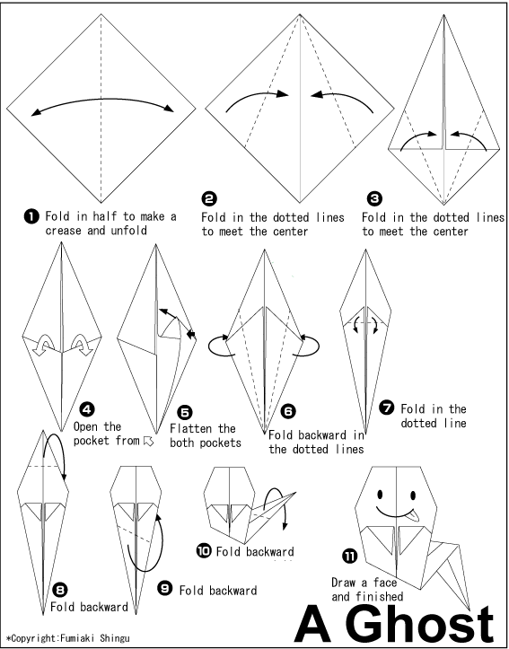 Origami A Ghost Easy Origami instructions For Kids