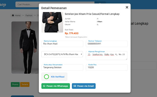 Detail Pemesanan Template Toko Online