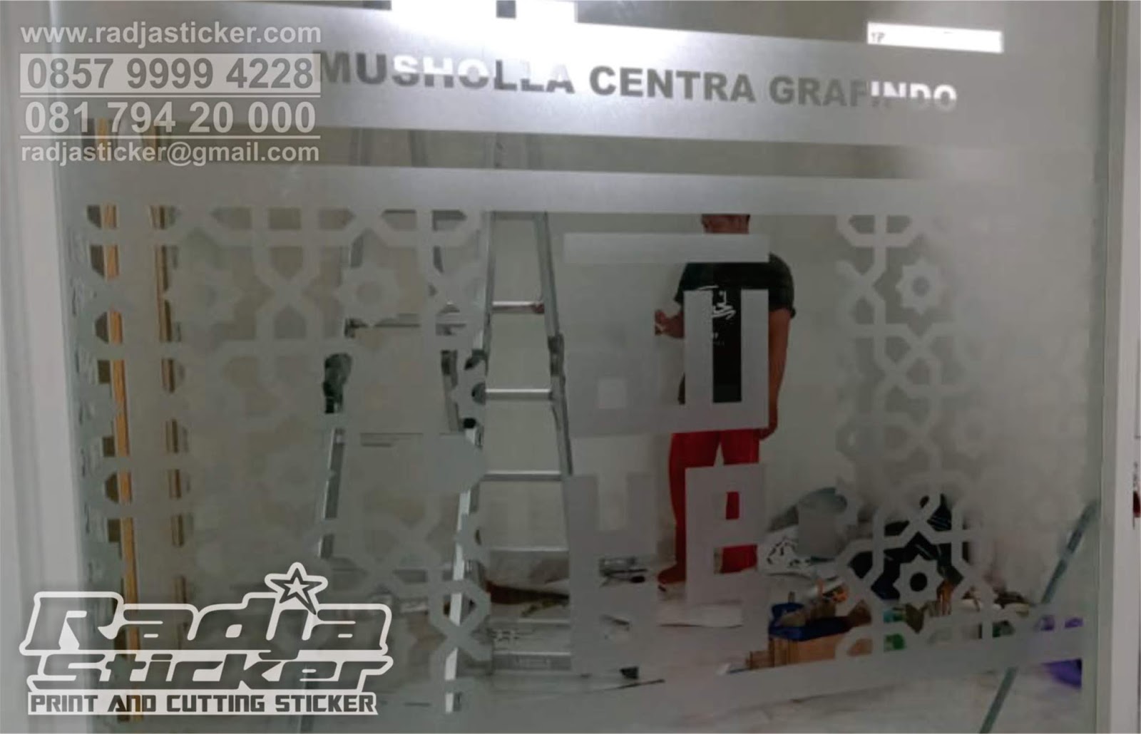 Stiker Pintu Kaca Musholla Stiker Pintu Kaca Masjid Sandblast Kaligrafi Masjid Cutting Stiker Untuk Kaca Masjid Radja Sticker