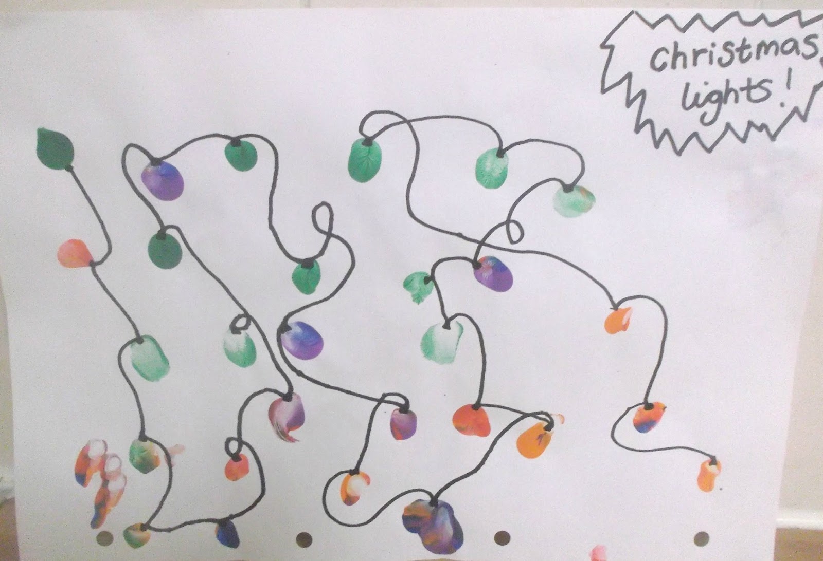 DIY Christmas Lights Finger Painting Whimsical Mumblings