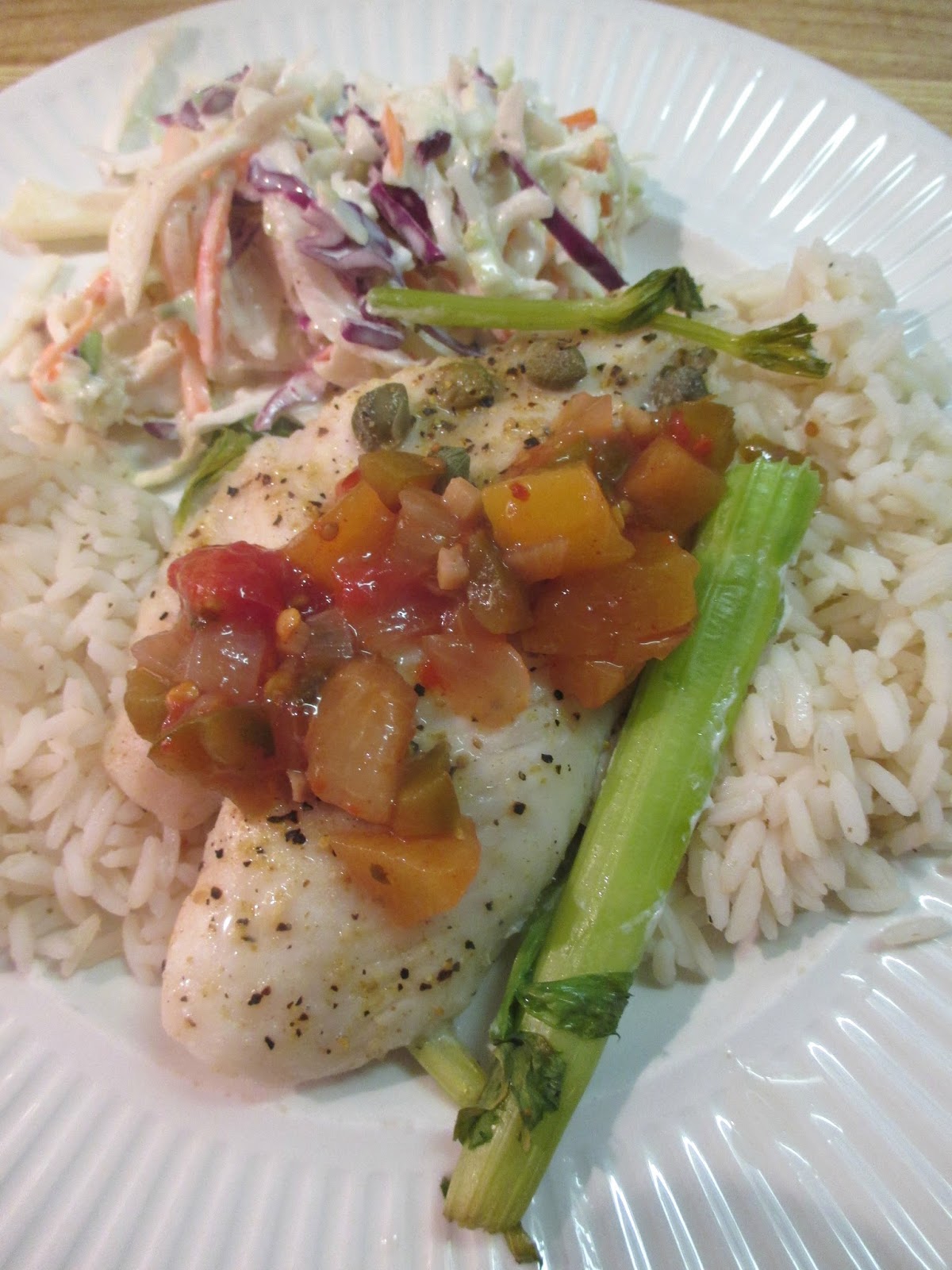 Just my Stuff Tilapia with Spicy Peach Salsa
