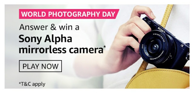 Amazon World Photography Day Quiz answer and win Sony Alpha Mirrorless Camera