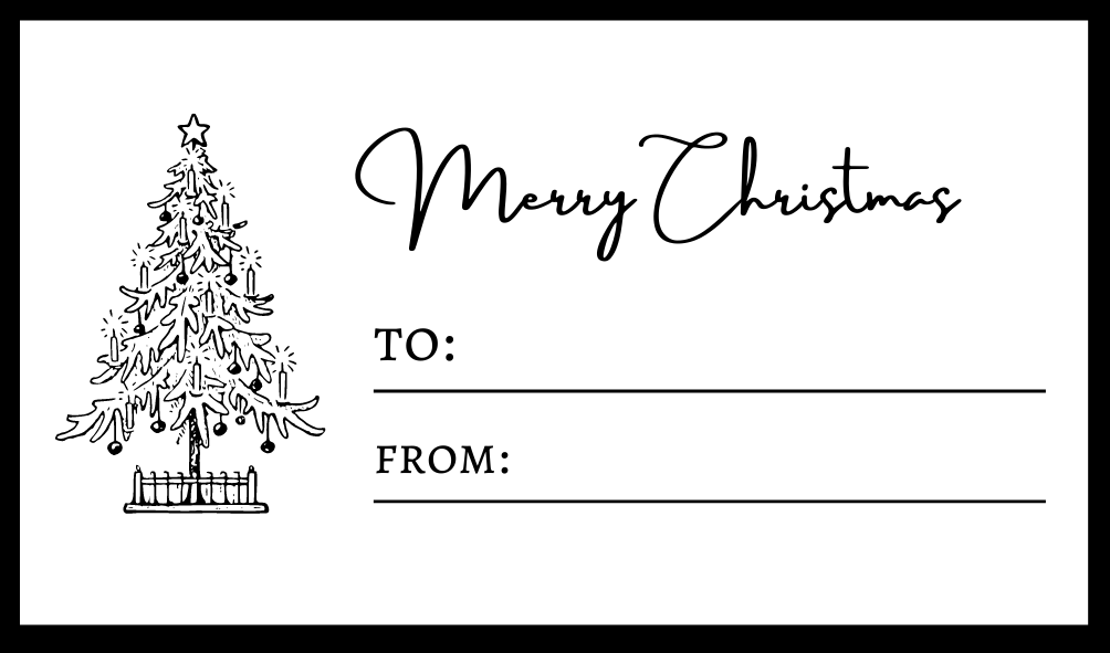 Printable Black and White Christmas Name Tags