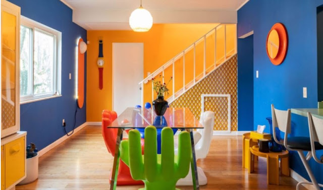 orange two colour combination for room walls