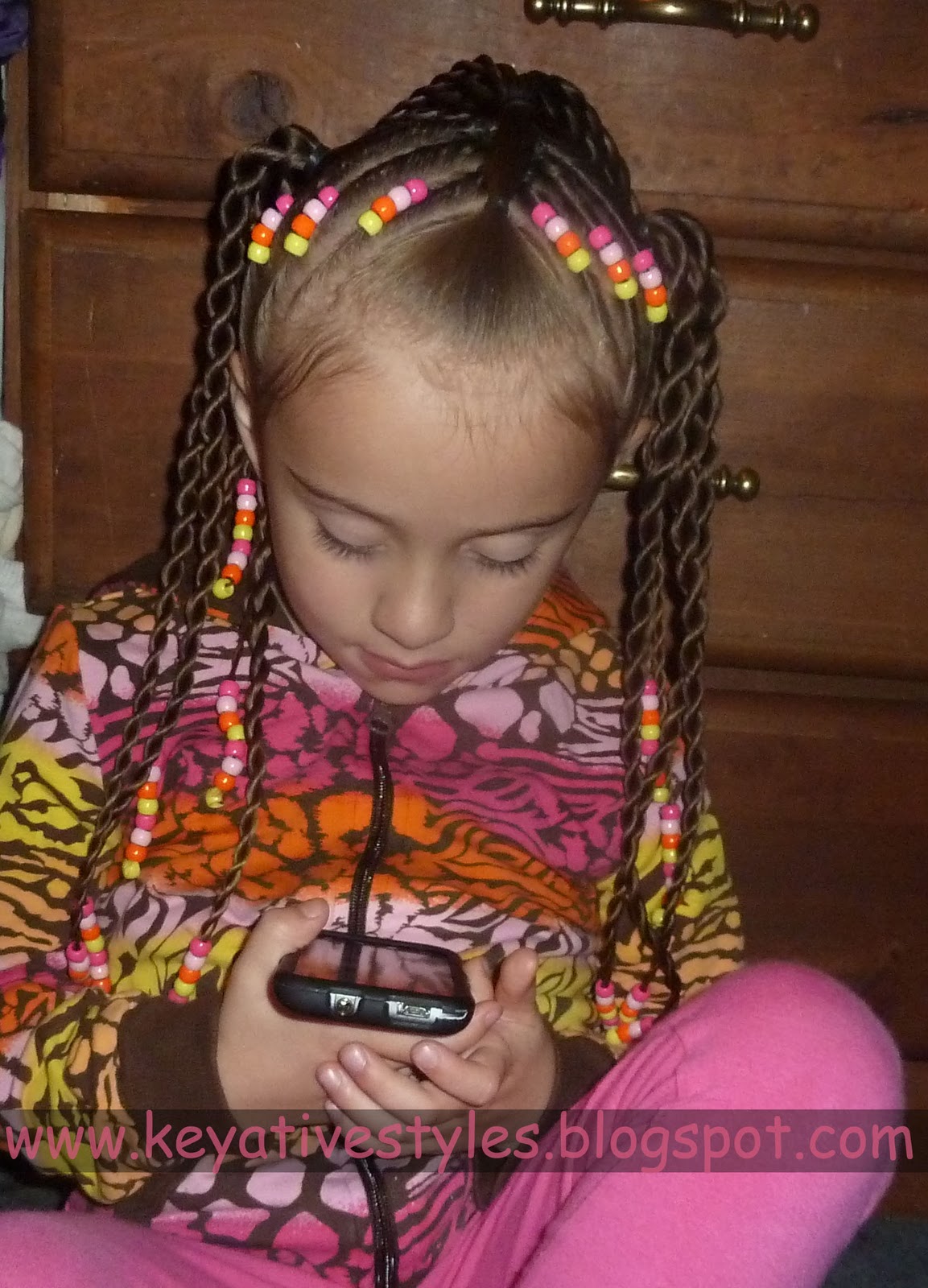 Keyative Styles FLAT TWISTS WITH BEADS INTO ROPE TWIST PONIES