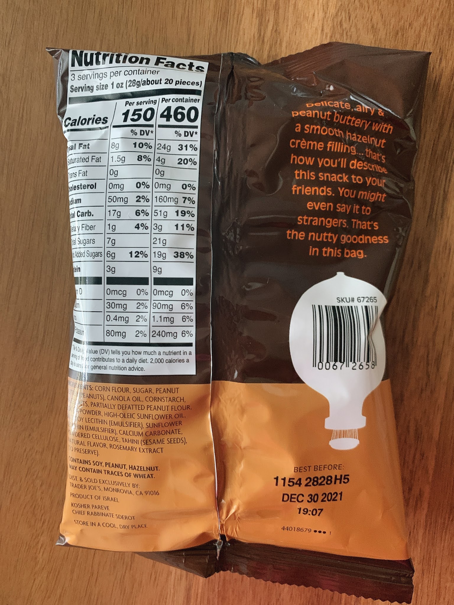 Trader Joe's Bamba Puffed Peanut and Corn Snacks with Hazelnut Creme