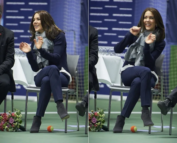 Crown Princess Mary of Denmark attended the "Childrens Aid Day" tennis-events with Caroline Wozniacki in Frederiksberg