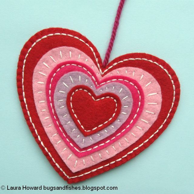 embroidered felt heart ready to add to the wreath