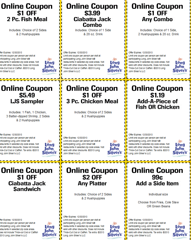 Long John Silver's Printable Coupons June 2017