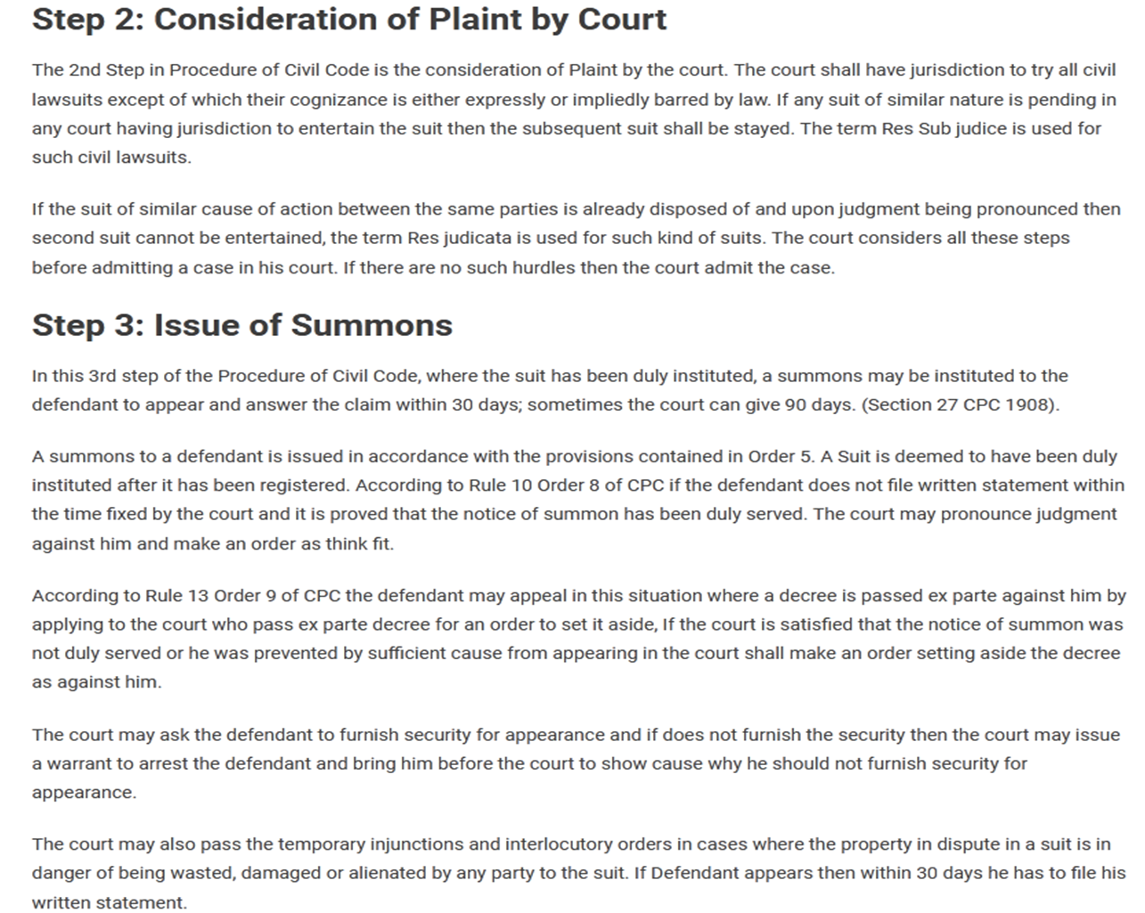 Step by Step Procedure of Civil Code Law Thesaurus