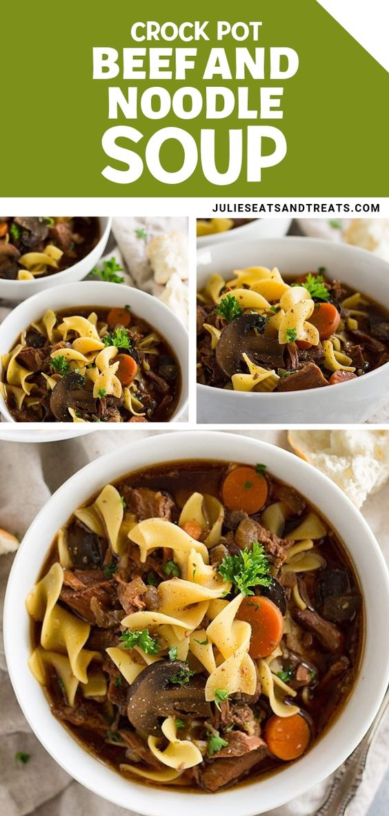 CROCK POT BEEF AND NOODLE SOUP Secret Delicious Recipes Foods