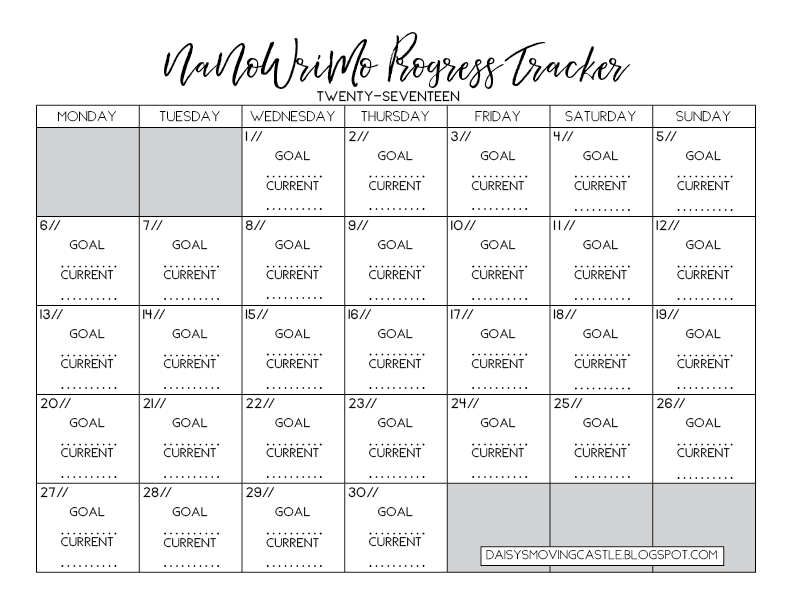 [Printable] NaNo '17 Progress Trackers! - Daisy's Moving Castle
