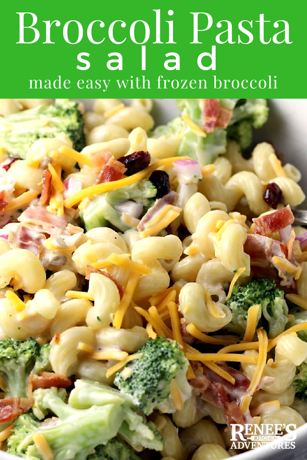 Easy Broccoli Pasta Salad | by Renee's Kitchen Adventures - Broccoli salad and pasta salad combine in this easy recipe to create a whole new side dish perfect to bring to a summer potluck or BBQ and serve alongside burgers! #ad #GrillNGear @gianteagle