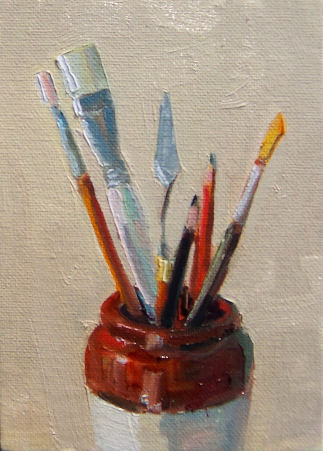 Art Every Day Art Supply Jar,still life,oil on