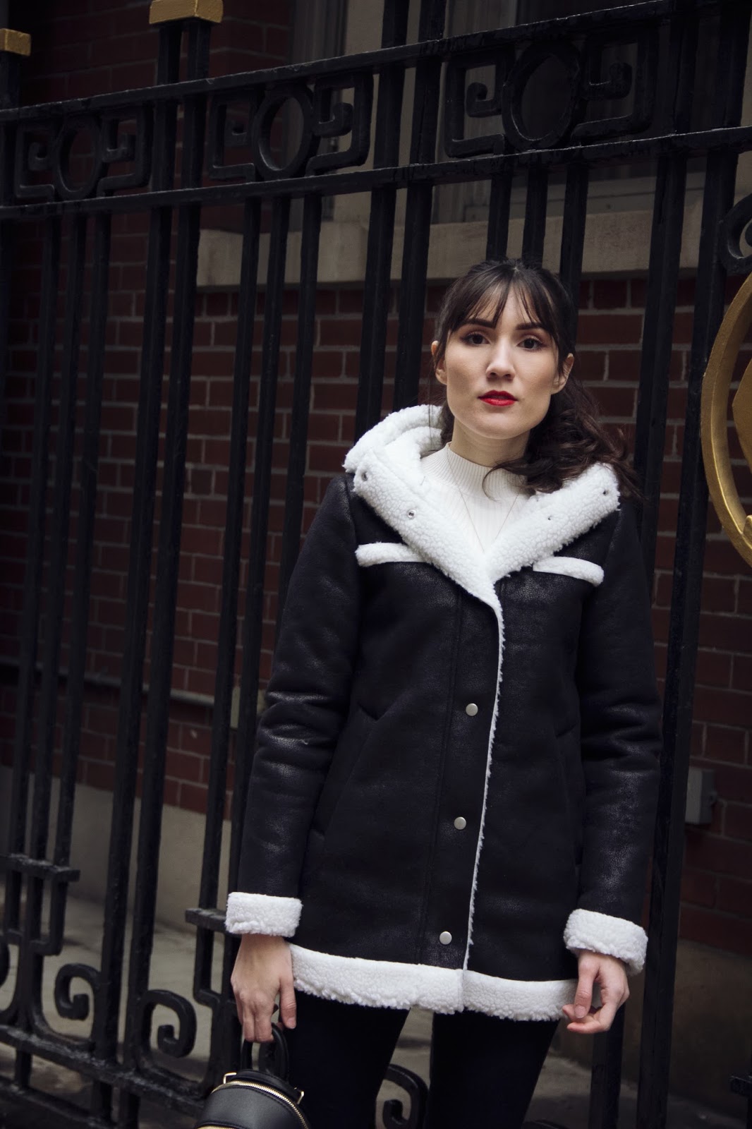Black and White Shearling Coat Carolina Pinglo