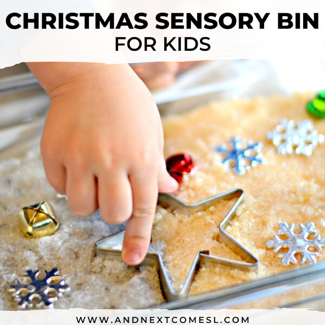 Christmas sensory bin for kids