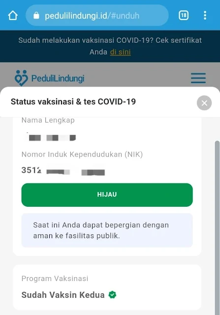 Cara Download Sertifikat Vaksin di aplikasi pedulilindungi/pedulilindungi.id