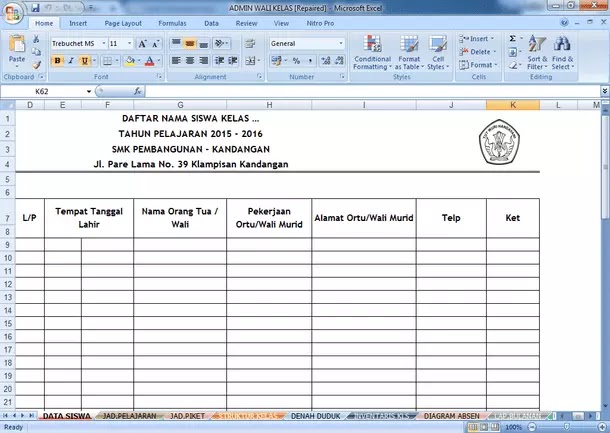 Contoh Buku Administrasi Wali Kelas Sd Smp Sma Smk Berkas Edukasi