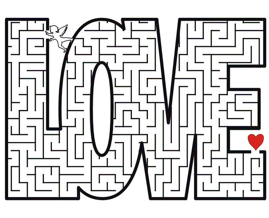 valentine day mazes coloring pages - photo #10