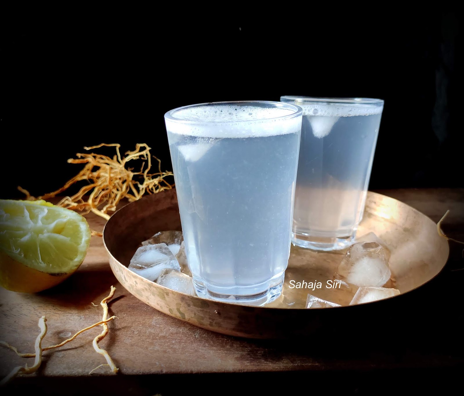 Khus flavored lemonade/ Lavancha nimbe hannu Sharbat/ Vetiver lemon juice