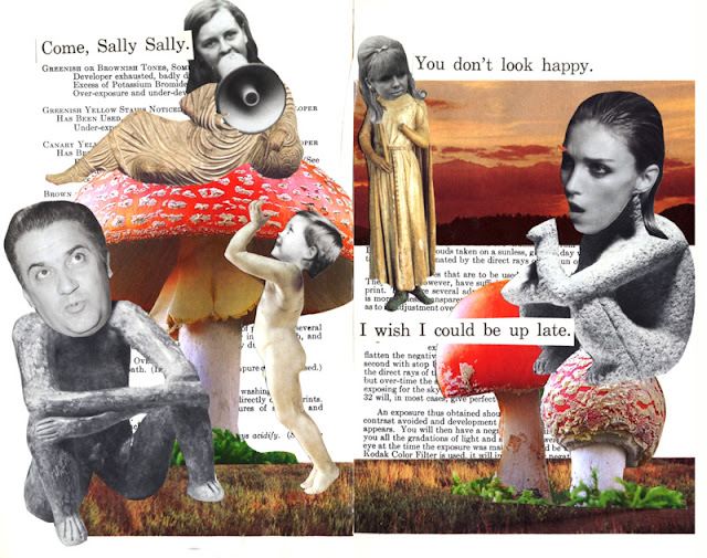 Collages in altered book 