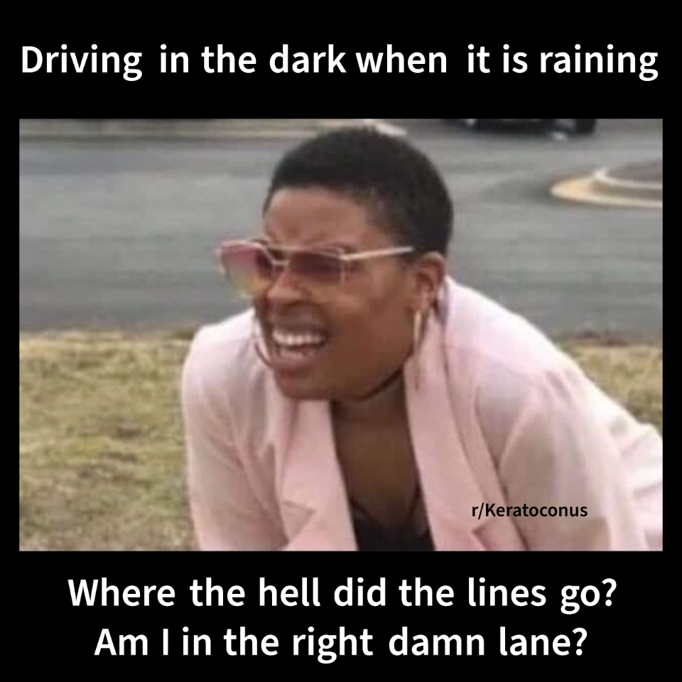 Driving in the dark when it is raining
