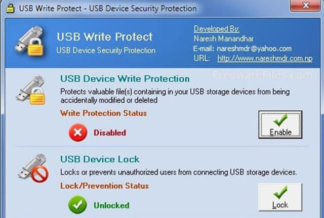 USB protect. Write protect. Soft Protection device: USB Protection Key..