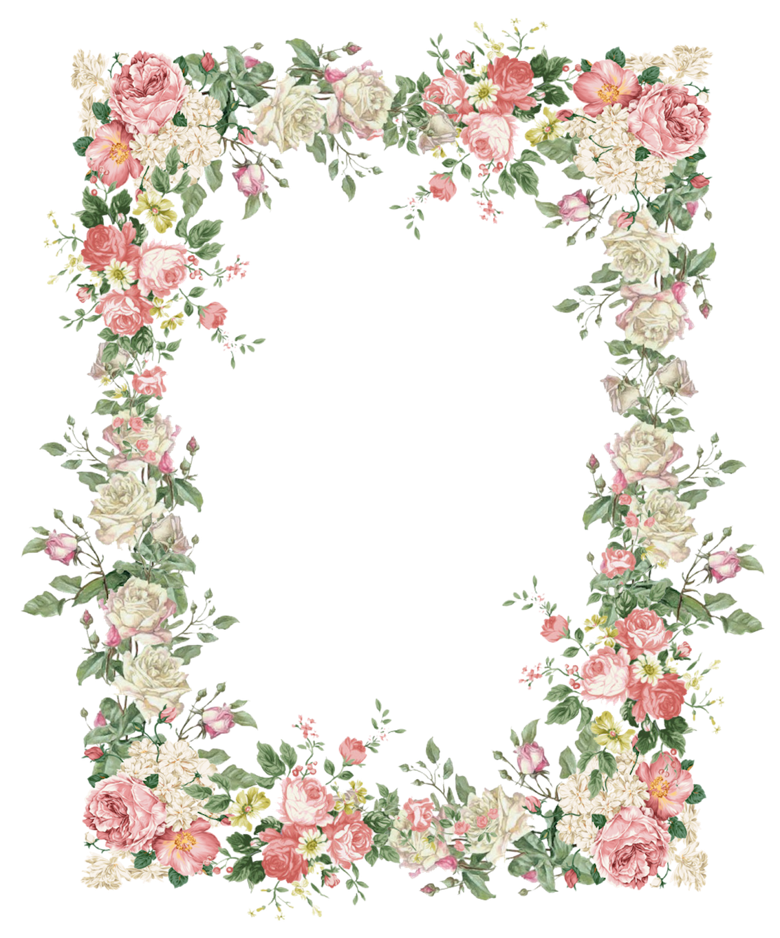 Free Digital Vintage Rose Frame Png Flower Treasure Vintage