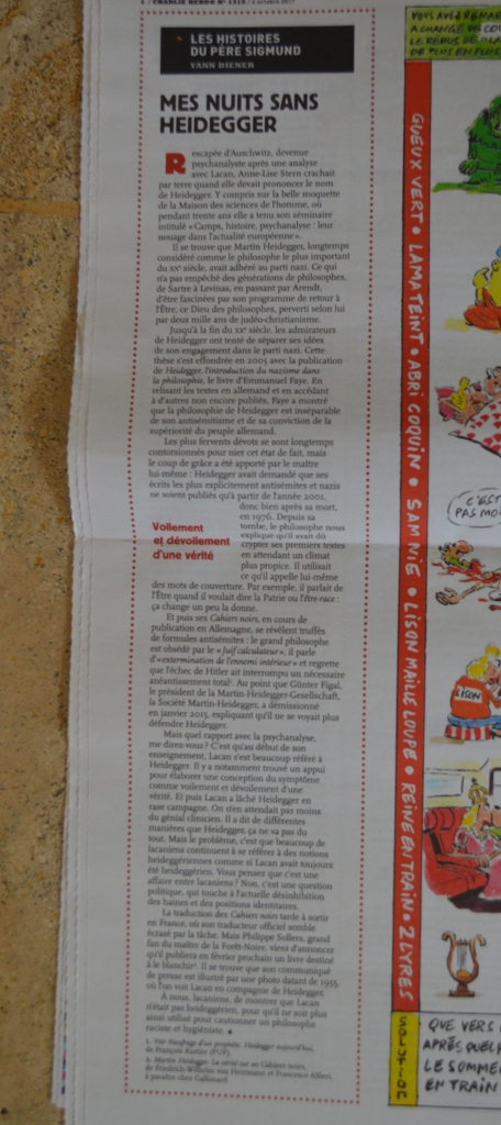 Phrontisterion My Nights Without Heidegger Editorial From Charlie Hebdo 4 October 2017