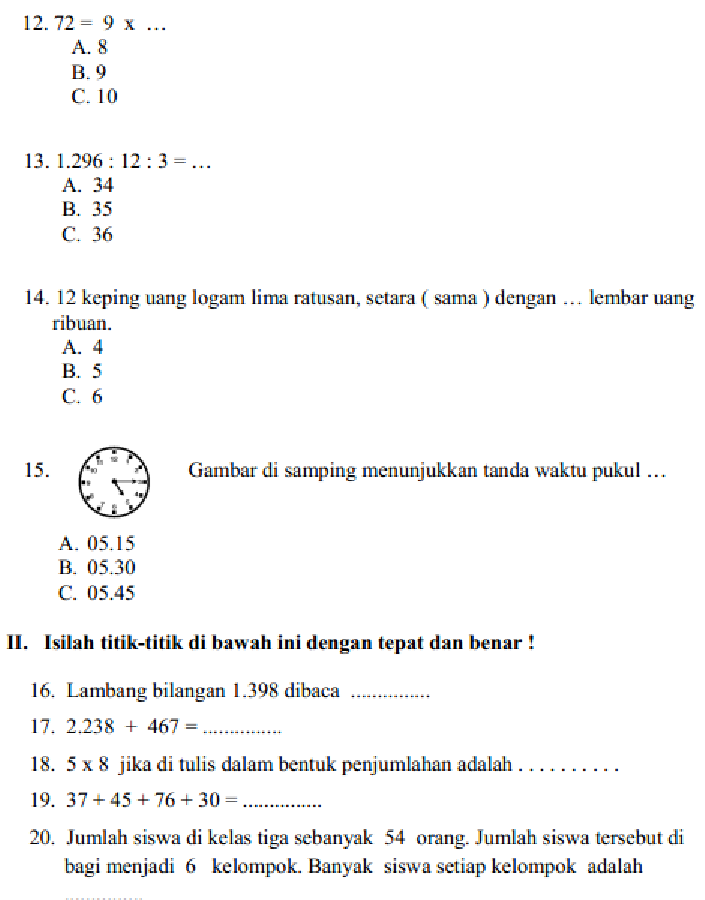 Contoh Soal Matematika Kelas 9 Semester 1 Beserta Jawabannya - BangSoal