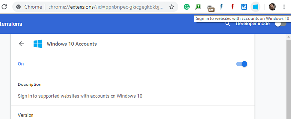 Estensione di Chrome per gli account di Windows 10