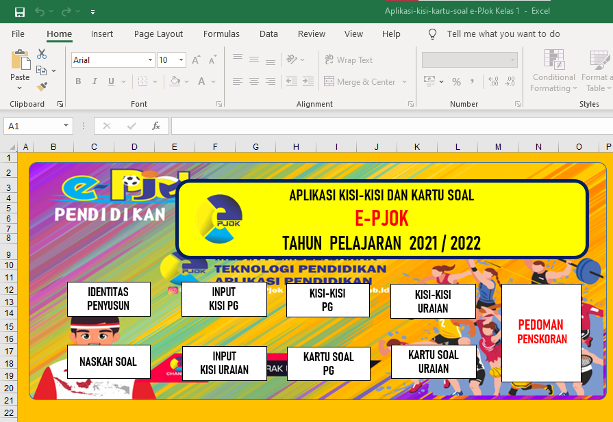 aplikasi kisi-kisi soal dan kartu soal PTS PJOK Kelas 1