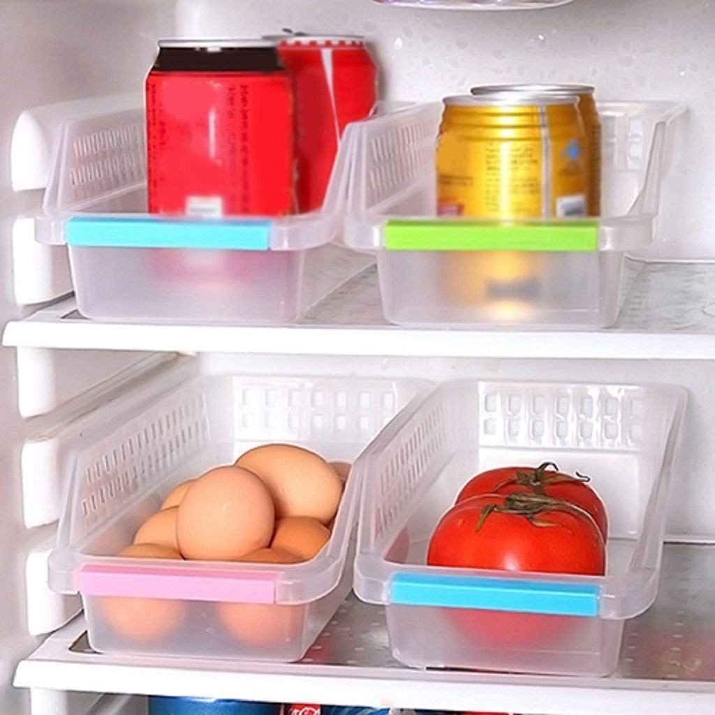 Plastic Fridge Shelf Organizer Rack Space Saver Food Storage Basket
