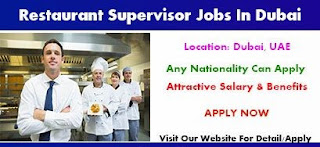 Restaurant Sales Supervisor Job Recruitment in Dubai | Salary AED 3000 to AED 3500 + Accommodation + Transportation + Employee Meal + Tips