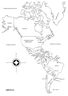 Planisferio de América con nombres 