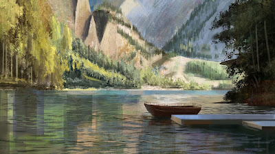 Canoe wallpaper on peaceful lake