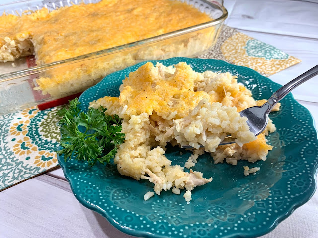 chasing saturdays, cheesy chicken and rice casserole, easy dinner, easy meal