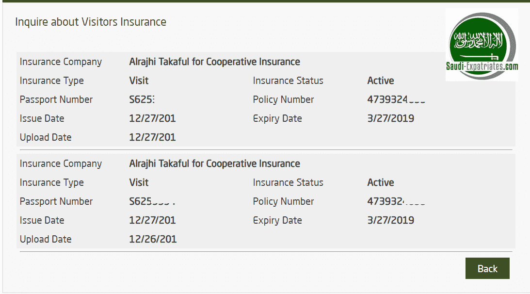 Procedure to check Validity of Health Insurance for Visit Visa in Saudi