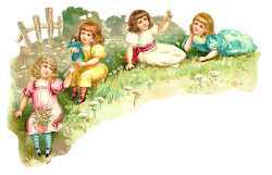 corner children playing scrapbooking digital outside border hillside scrap victorian clip