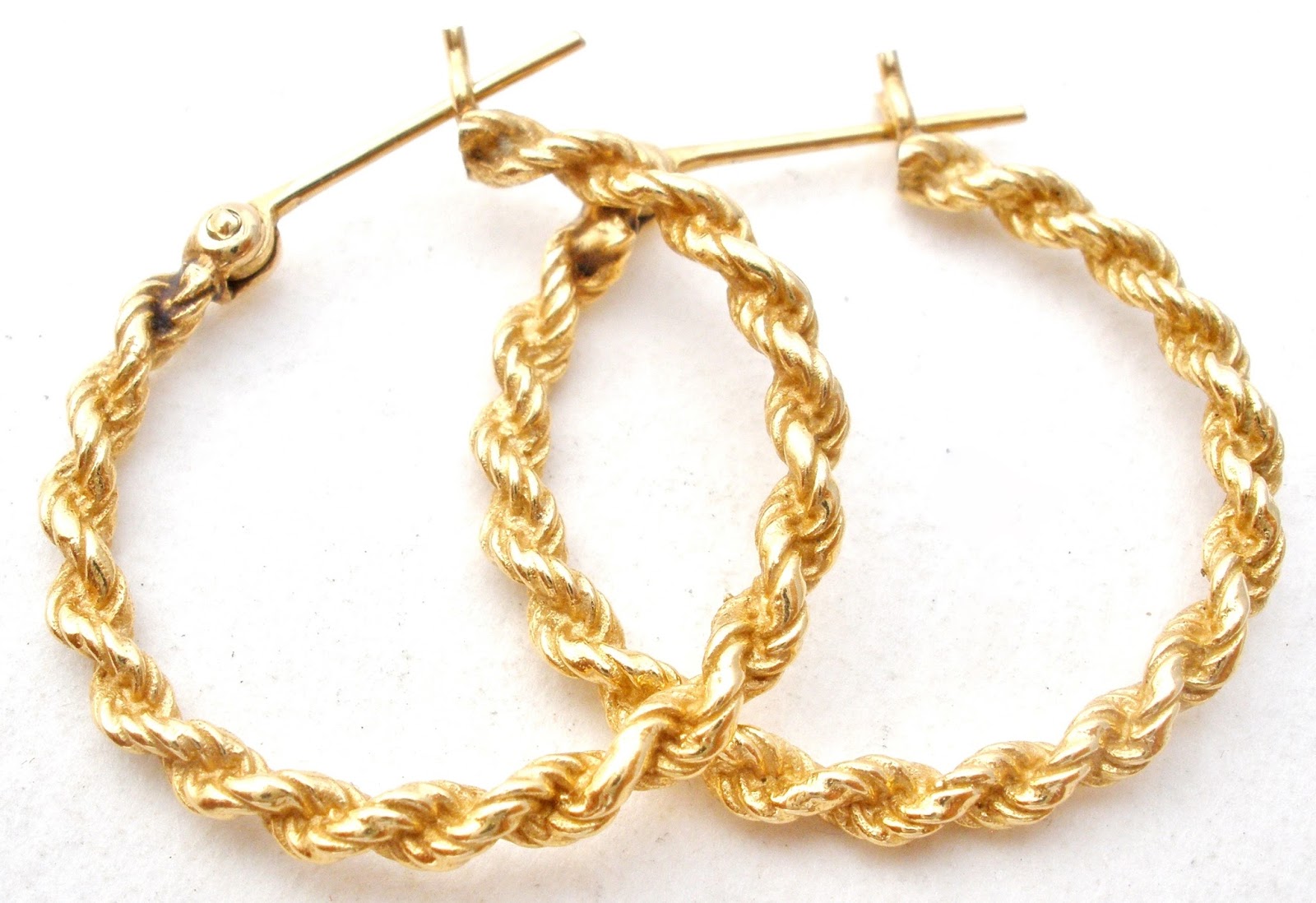 The Jewelry Lady's Store: 14K Gold Hoop Earrings with a Twisted Design