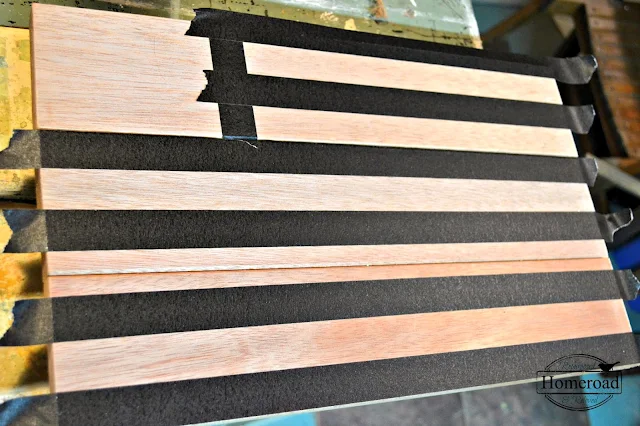 Mahogany wood with painter's tape