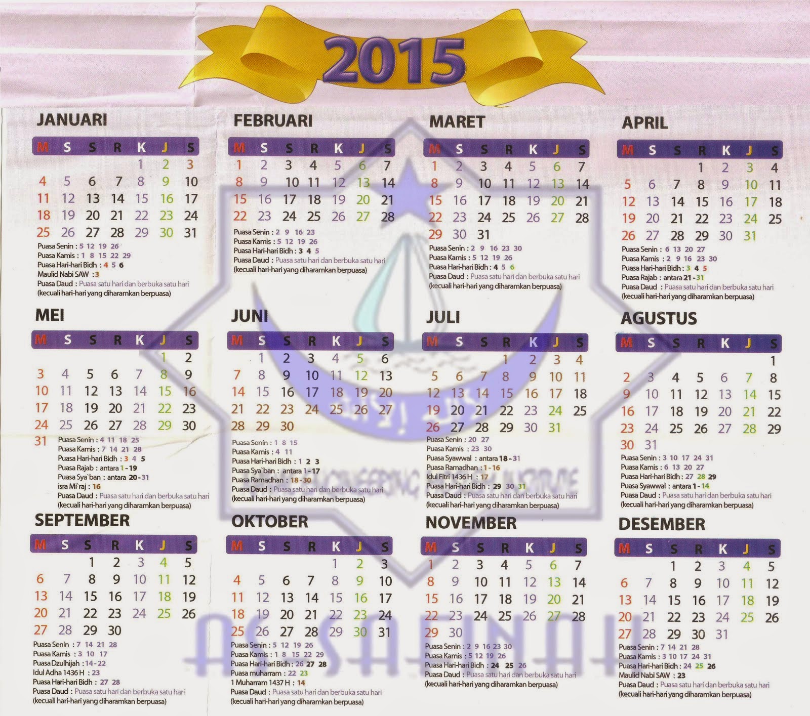 Kalender Tahun 2015 Lengkap | Terbaru 2022