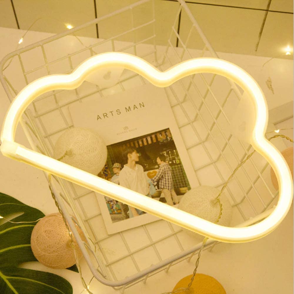 Cloud Neon Light Signs BeMoment Wall Decor Battery and USB Operated Bedside Lamps Home Decoration for Living Room,Children's Bedroom,Party,Christmas & Birthday Gift