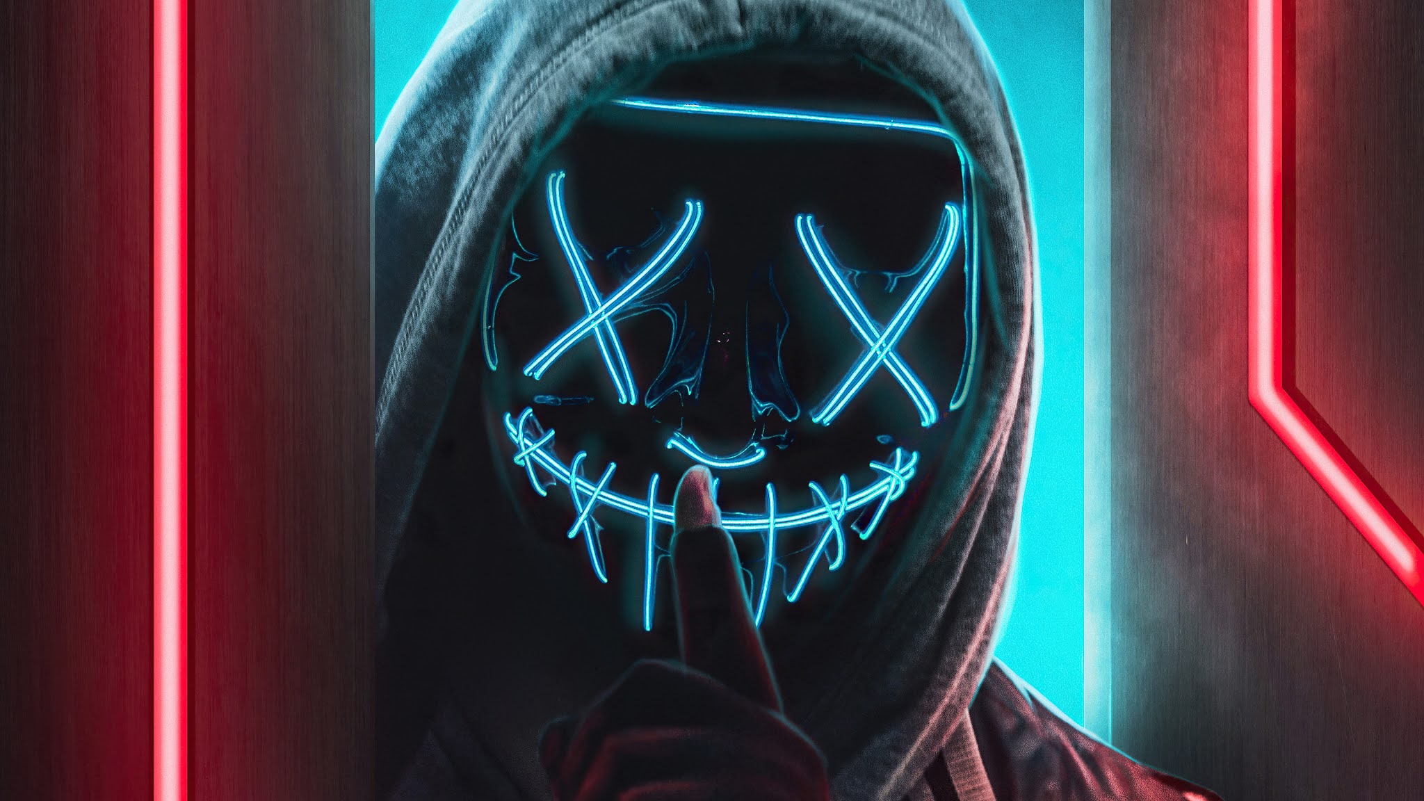 Mask Man Hoodie Guy Neon
